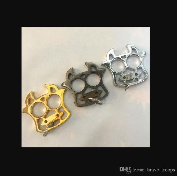 

outdoor cow protective gear safety equipment cow key chain finger tiger gilded thick steel brass knuckle duster protective gear self-de13121