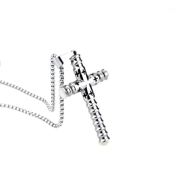 

10pcs fashion new ancient silver cylindrical cross pendant necklace religious style men & women accessories t-1651