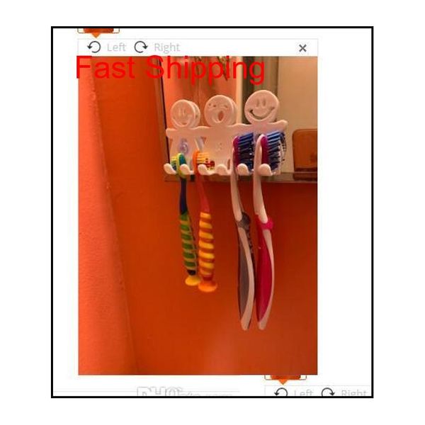 

2020 new bathroom suction 5 position toothbrush holder rack wall mount funny smiling face toot qyljgq dh_seller2010