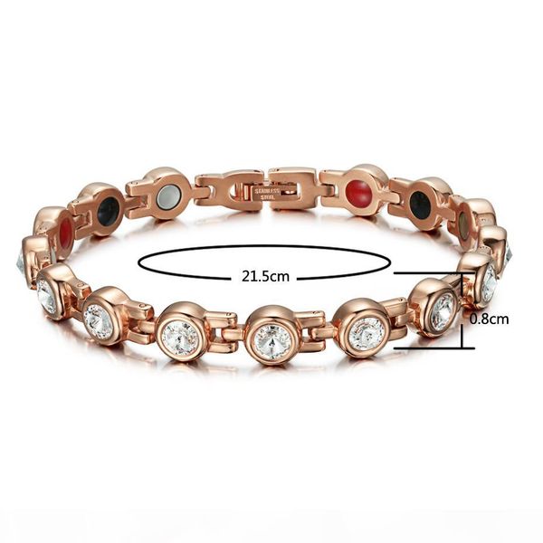 

rainso magnetic crystal bracelets & bangles rhinestone jewelry women accessories healthy bio energy hologram germanium bracelets j190703, Golden;silver