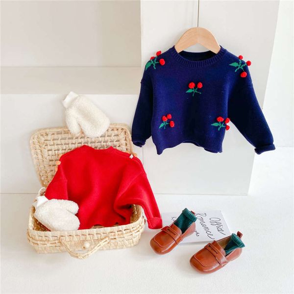 

cherry korean children's clothing girls' sweater, Blue