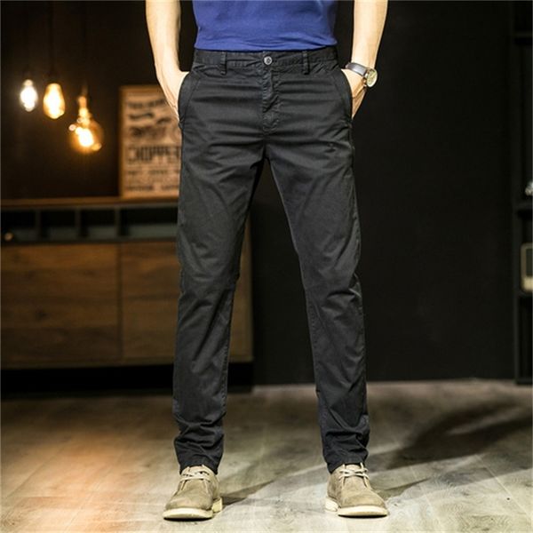 

casual 2020 men's cotton total length lightweight trousers straight fashion cargo pants streetwear plus size 28-38 u17m, Black