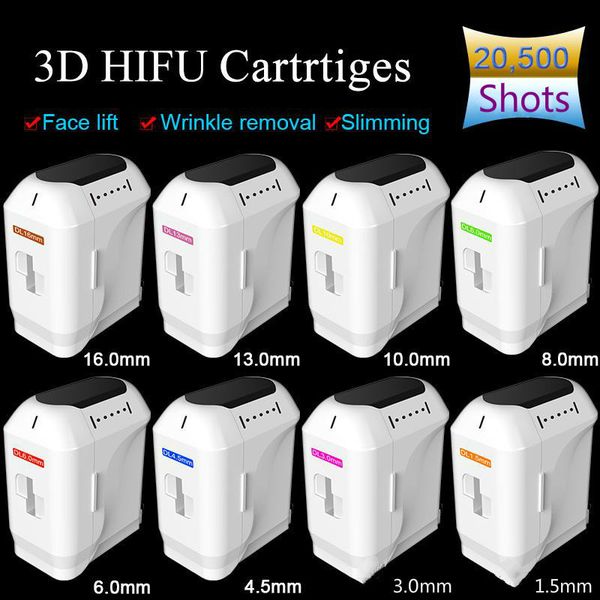 

factory price 3d hifu cartridges for face lifting wrinkle removal 8 different artridges 20500 s fat reduction body slimming for sale