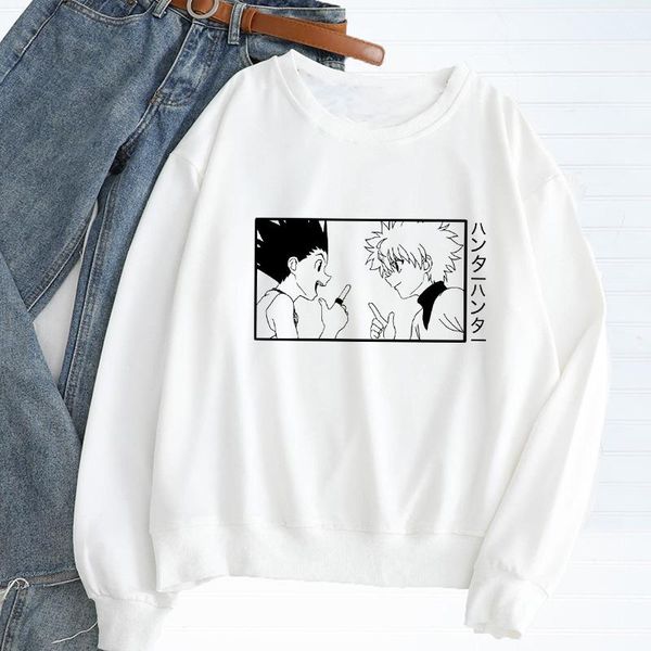 

women's hoodies & sweatshirts gon and killua sweatshirt streetwear anime x crewneck pullover autumn 2021 clothing, Black