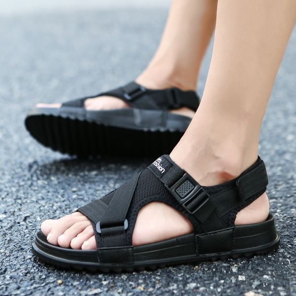 

sandals men shoes gladiator men's sandals roman men shoes summer flip flops gray black flat sandals large size 45 46 y200107