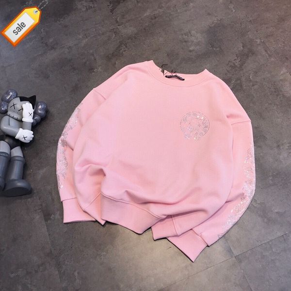 

pink ch diamond crowe girl heart round neck sweater, Black