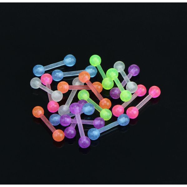 

wholesale mix color 20cs/lot luminous soft acrylic tongue rings colored barbell ear p jllilf carshop2006, Silver