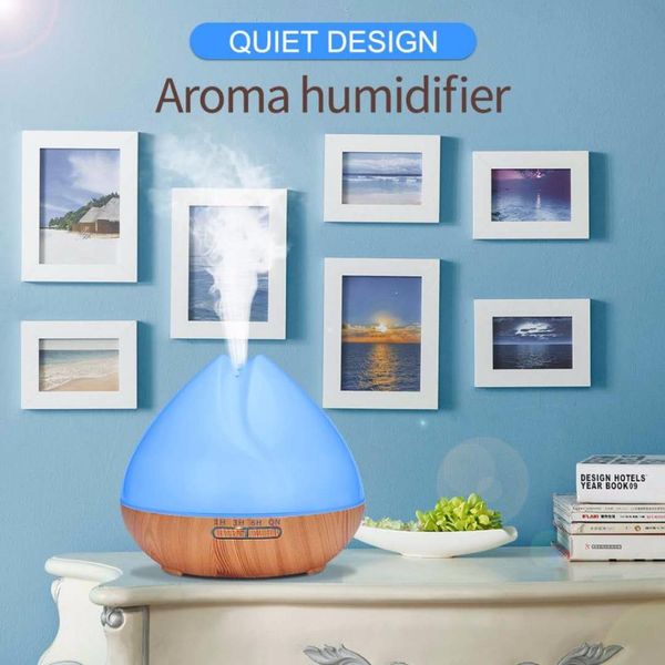 

550 мл ароматерапевтический увлажнитель воздуха аромат эфирное масло диффузор 7 цветных светодиодов с деревянным зерновым туманом для офиса