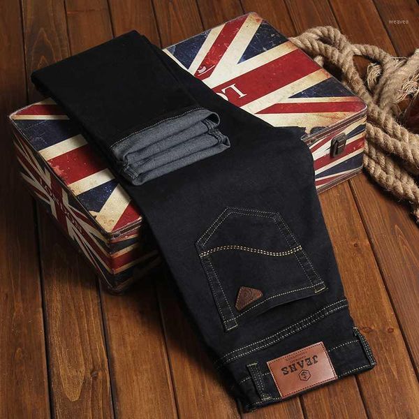 

straight men's jeans classic denim casual solid mens jeans brand pants trendy cotton men plus size 28-48 #yf98871, Blue