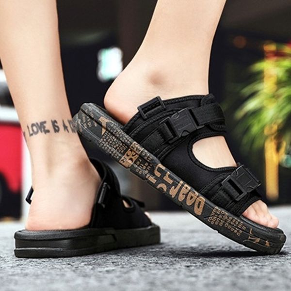 

men's casual sandals slippers breathable and comfortable s12, Black