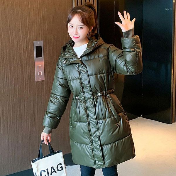 

2021 new winter ]jacket women warm fashionable windproof coat with large pockets long cotton parkas women parkas1, Black