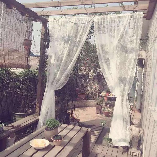 

curtain & drapes yvonicky summer tulle curtains door window drape panel fresh sheer cute scarf bedroom solid white living room lace cortinas
