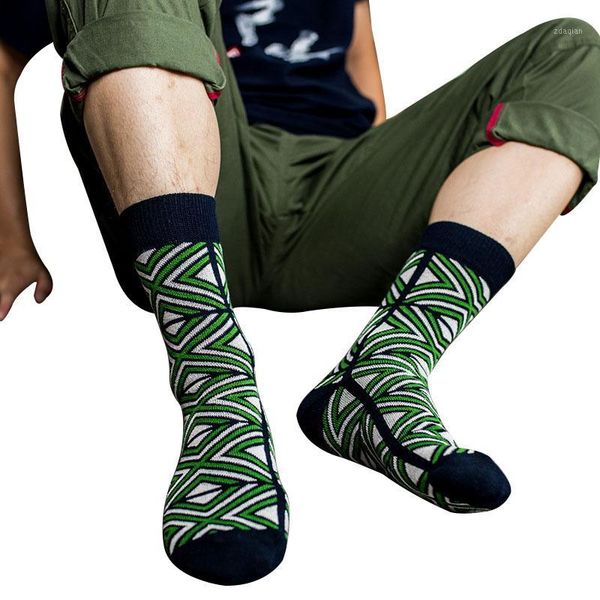 

5 pairs trendy men socks warm autumn winter thick line comfort cotton socks personality funny long sock calcetines1, Black