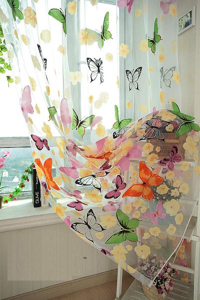

200cm*100cm print sheer window panel curtains room divider new for living room bedroom girl