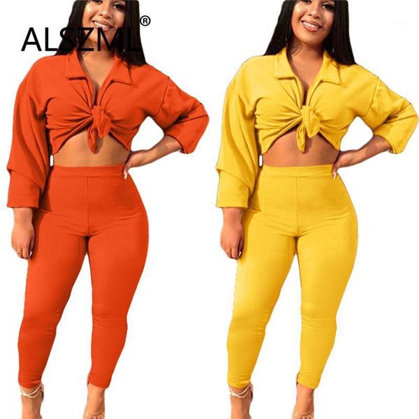 

simple pure color depe v neck long sleeve crop and pants 2 pieces set office lady fashion tracksuits1, Gray