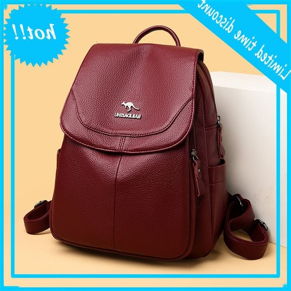 

classic pu leather flap back pack teen girls effects color soft school packbag women simple elegant shopping portable backpack