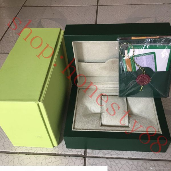 

luxury watch brand green original box papers gift watches boxes leather bag card 0.8kg for watch box, Black;blue
