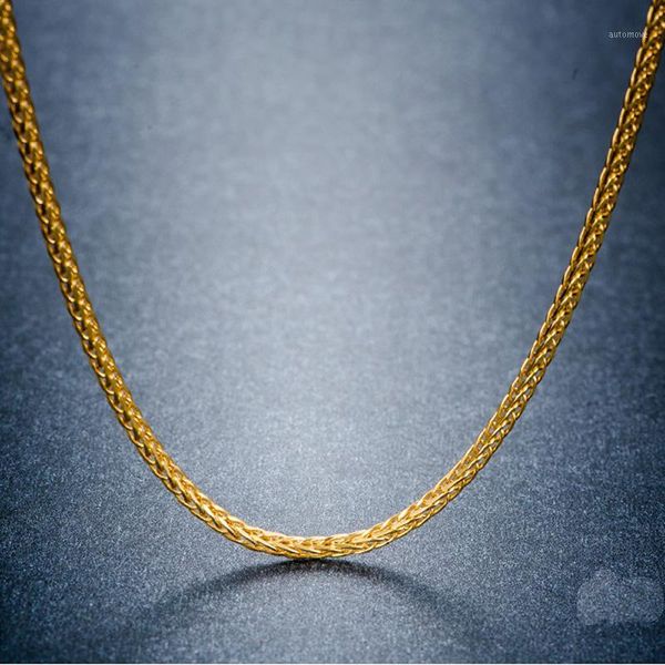 

solid au750 gold necklace chain men's wheat chain necklace1, Silver