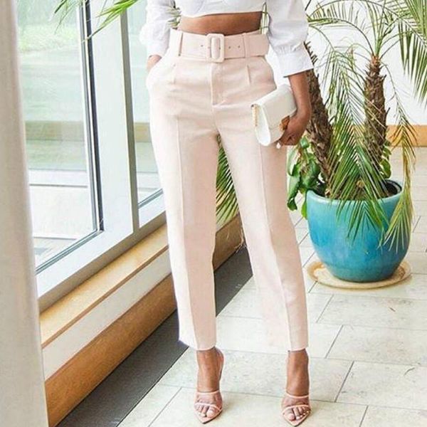 

spring autumn elegant formal high waist pants women skinny office lady pencil pants women pockets sashes long trousers1, Black;white