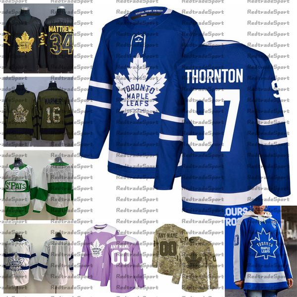 

2021 reverse retro customize #97 joe thornton toronto maple leafs jerseys golden edition camo veterans day fights cancer hockey jersey, Black;red
