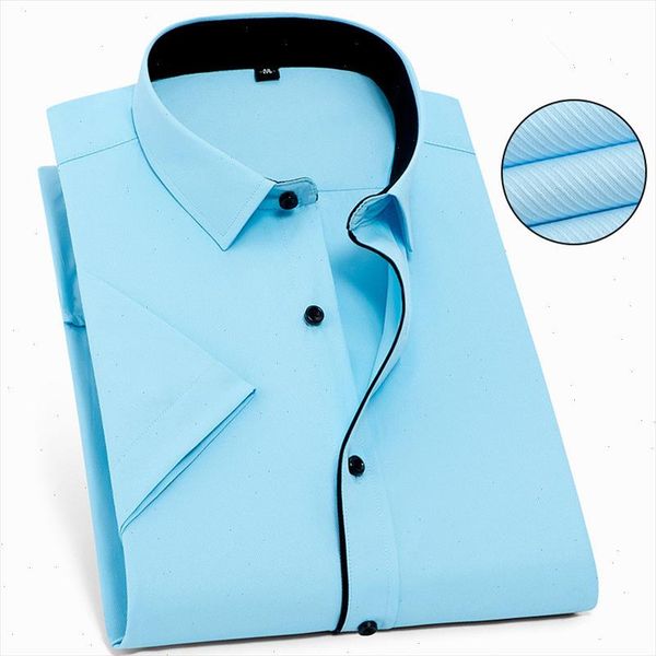 

twill pure color 8xl 7xl 6xl 5xl large size men shirt short sleeve slim fit formal mens white shirt business male social, White;black