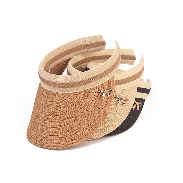 

симпатичные лук солнцезащитная шляпа женский пляж шляпа широкие краевые соломенные козырек шляпа шапка летние шляпы для женщин шапки caps ca, Black;white