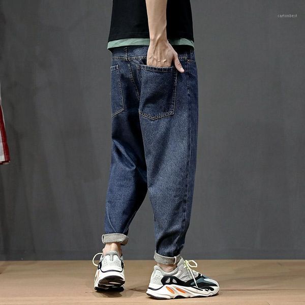 

men's jeans korean style fashion men loose fit retro blue classical harem pants big size 28-42 small leg streetwear hip hop men1