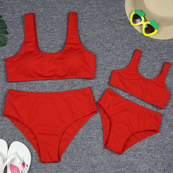 

2020 new net red snake denim solid parent child swimsuit bikini, White;black