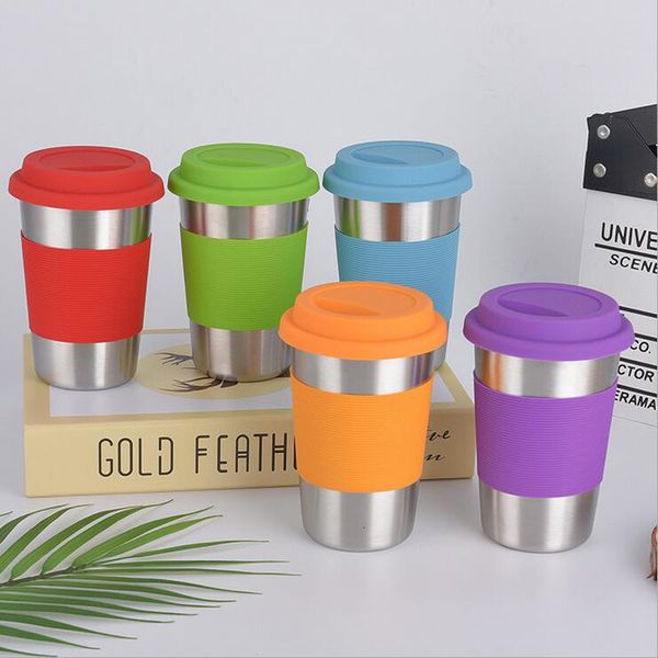 

mug lid stainless with silicone steel and tumbler wrap collapsible portable wine beer coffee water cup