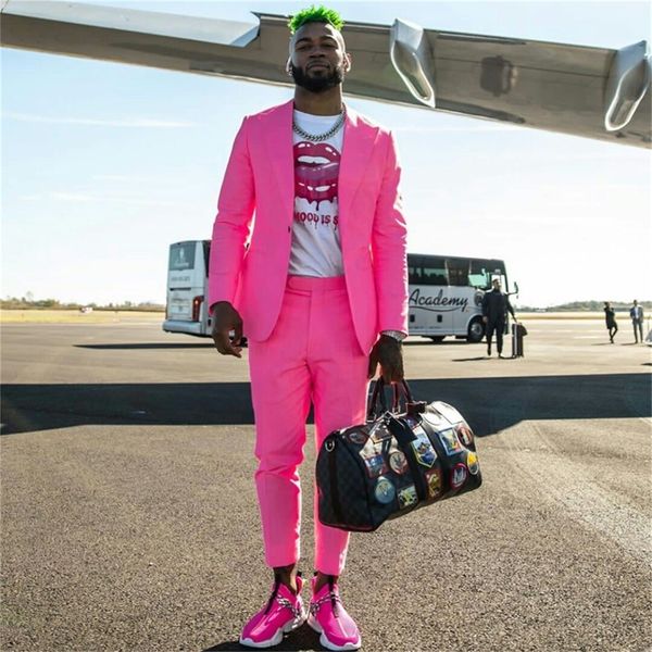 

fashion pink 2 piece men suits modern formal customized one button lapel party suits wedding tuxedo coat+pant, Black;gray