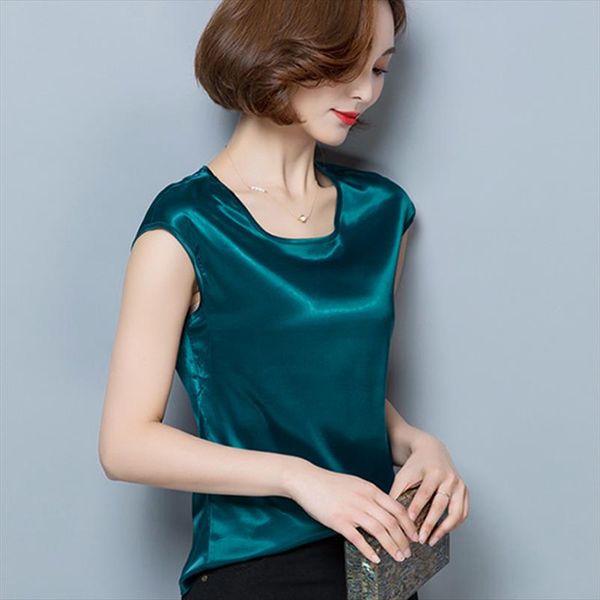 

2020 women casual ol silk blouse summer loose basic satin shirt work wear blusas feminina shirts plus size 5xl fashion, White