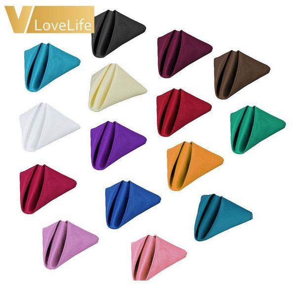 

10pcs 45 x 45cm quality polyester plain table napkins linen dinner handkerchiefs mouth cloths for event banquet jllcja