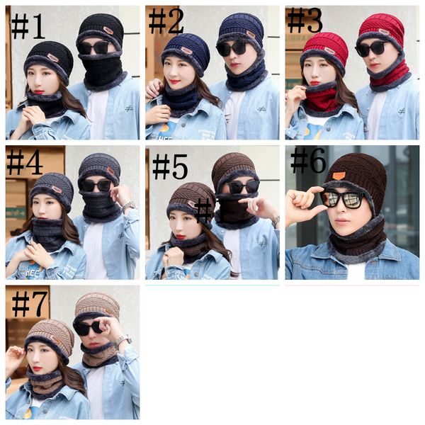 

beanie hat scarf set knit hats 7 color warm thicken winter hat for men and woman cotton beanie knitted caps lls153, Blue;gray