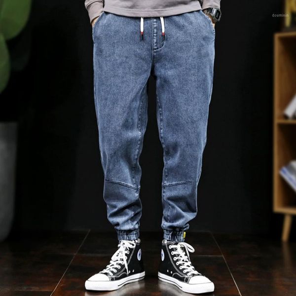 

solid color jeans men streetwear large size s-4xl 5xl 6xl 7xl fashion men's jeans casual loose ankle long denim trousers1, Blue