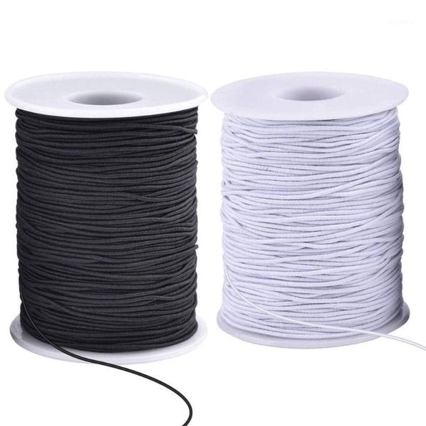 

100-meter elastic rope stretch line core-covered mask elastic rope diy jewelry accessories hand-beaded 1/2 mm cord1, Black;white