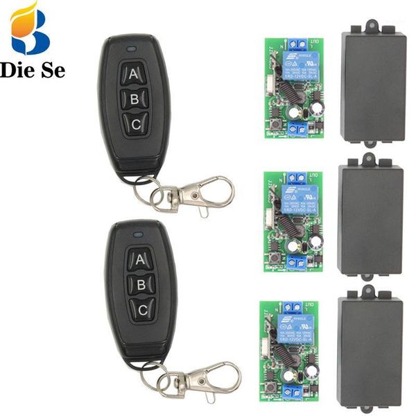 

433mhz universal wireless remote control switch ac 85v-250v 3 gangs rf relay receiver module with key fob transmitter for light1