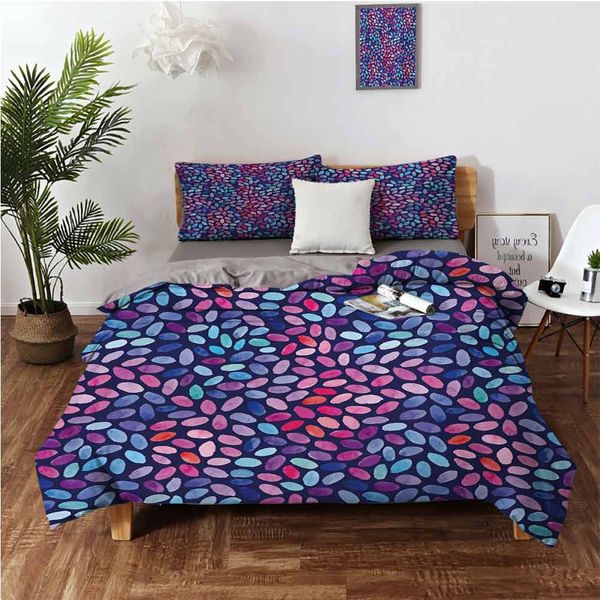 

vibrant watercolor spots oval shapes paintbrush effect abstract artisticbedding 3-piece set