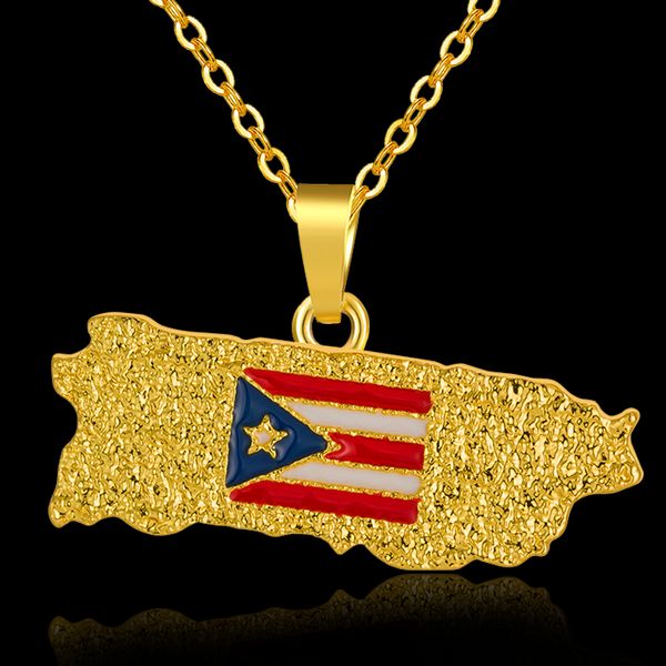 

stainless steel puerto rico map necklace gold color charm women and men jewelry fashion friend gift, Silver