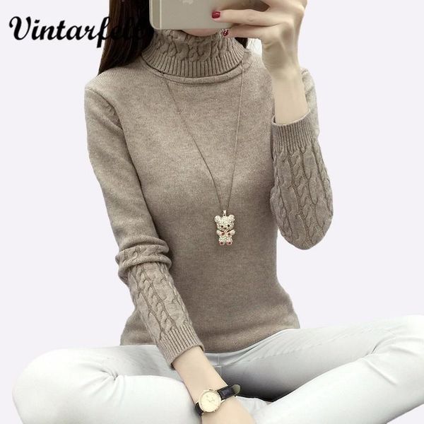 

thicken warm knitting sweaters and pullovers for women 2017 winter casual elastic turtleneck knitwear female jumper tricot 1, White;black