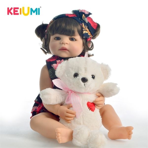 

keiumi 22 inch reborn baby doll silicone full body realistic girl babies toy fashion doll for children's day gifts y200111