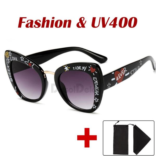 

негабаритные очки для глазных очков для глаз женщины 2020 cateye глазные очки love fife стильные граффити люнит-де-soleil femme 6993, White;black