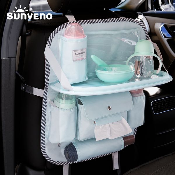 

sunveno multi-color auto car seat back bag cloth multi-pocket storage bag organizer holder accessory diaper bag 201120