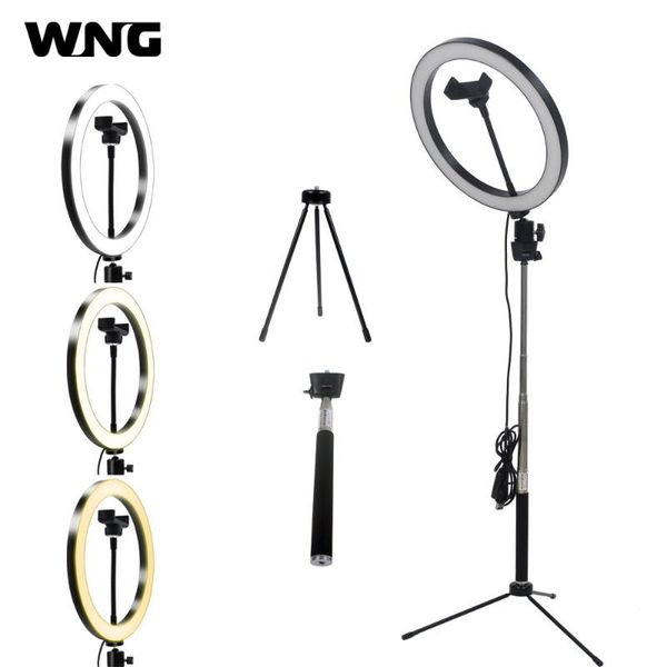 

dimmable pgraphy led selfie ring light youtube video live 3500-5500k p studio light with phone holder usb plug tripod