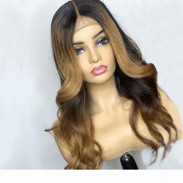 

brazilian remy lace front human hair wigs 130% density ombre 1b 27 body wave lace frontal wigs pre plucked lace front wig, Black;brown