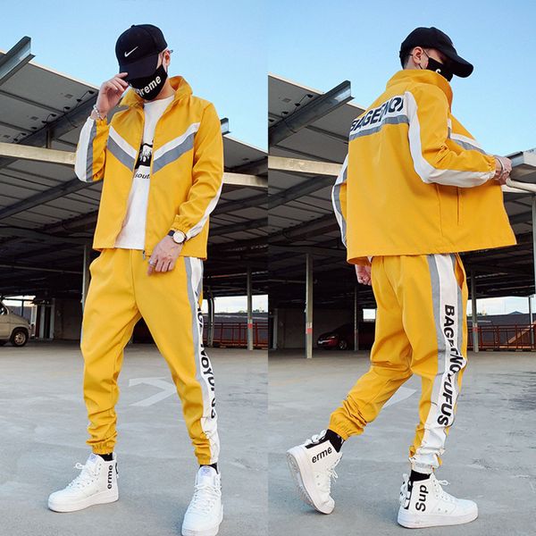 

Men's two-piece sportswear, Sweatshirt set, polyter jumpsuit, et and shorts, hip hop clothing, 2020, Gray