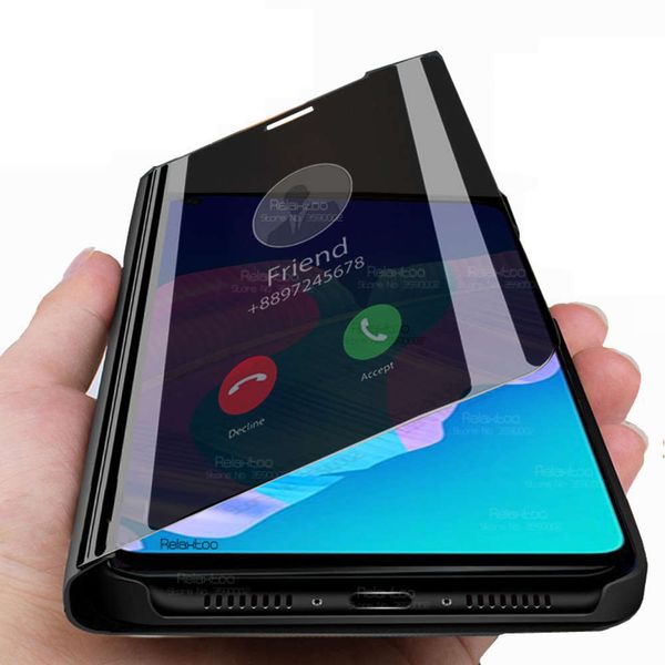 

p40 lite case smart mirror flip cases for huawei p 40 light e p40lite p40litee phone cover stand book coque fundas