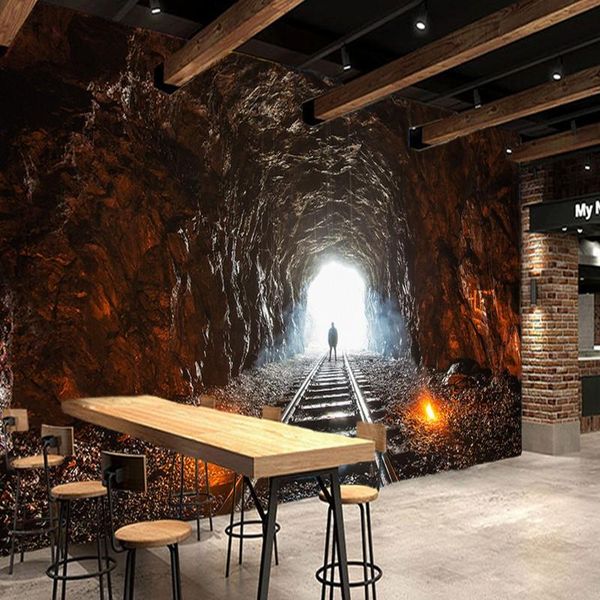 

wallpapers dropship po wallpaper shocked 3d space extended cave tunnel background bar ktv mural restaurant