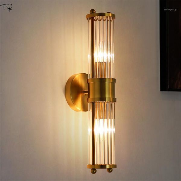 

american simple lustre crystal wall lamp led makeup mirror front light bathroom kitchen living room bedside bedroom aisle1