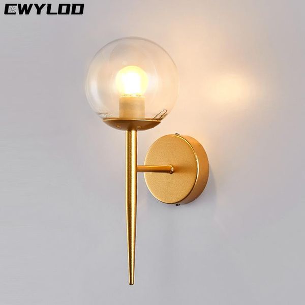 

modern minimalist postmodern round glass wall lamp nordic creative led light luxury simple personality study bedroom decoration