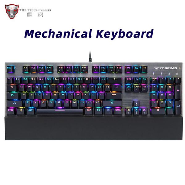 

оригинальные motospeed 108 104key механическая русская клавиатура gaming wired rgb для gamer pc настольный компьютер еврейский арабский